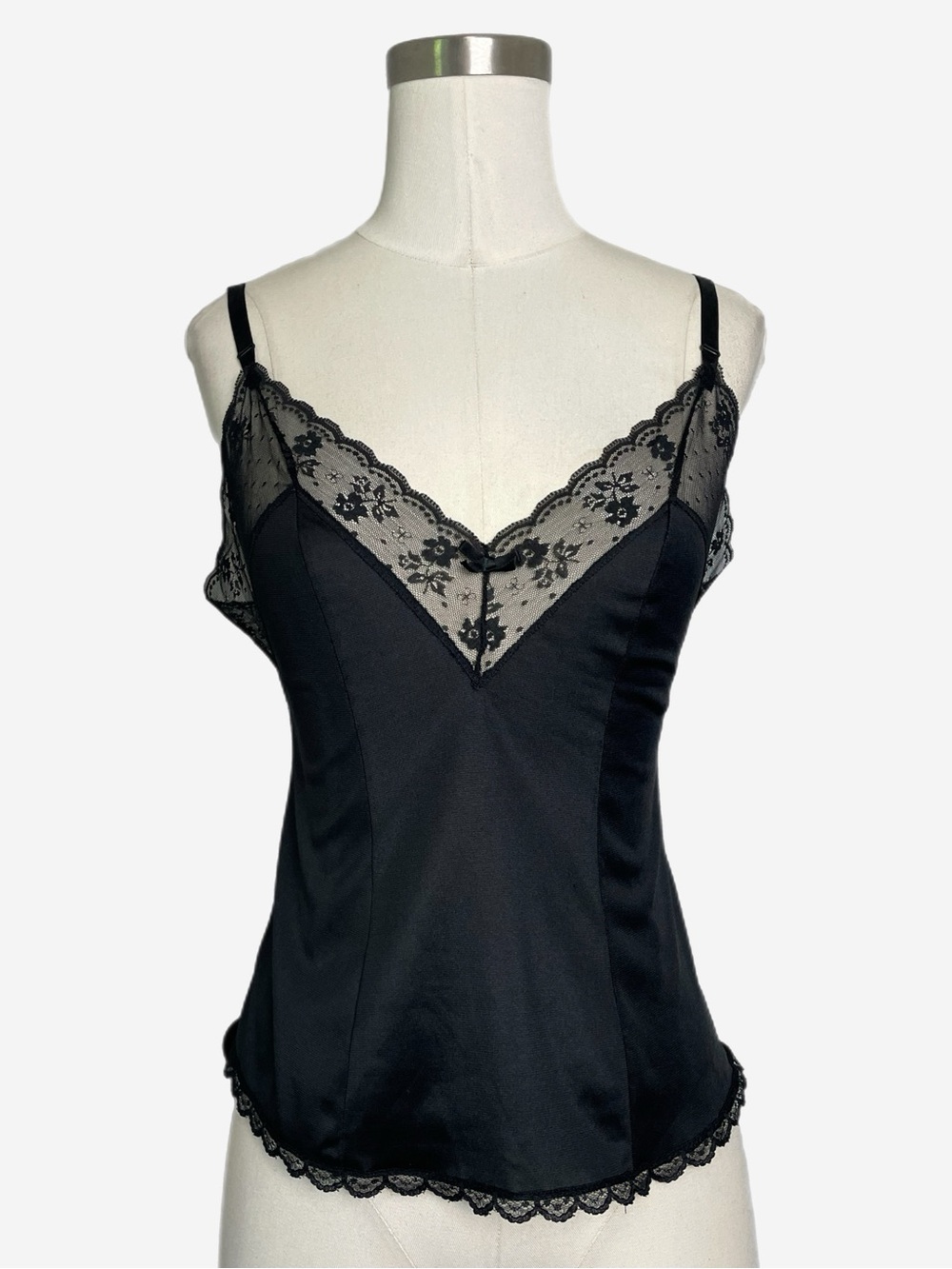 Vintage 80s/90s Ashley Taylor Black floral lace camisole delicate feminine XS/S